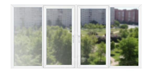 Четырёхстворчатые балконные рамы ПВХ 3000×1400 Salamander